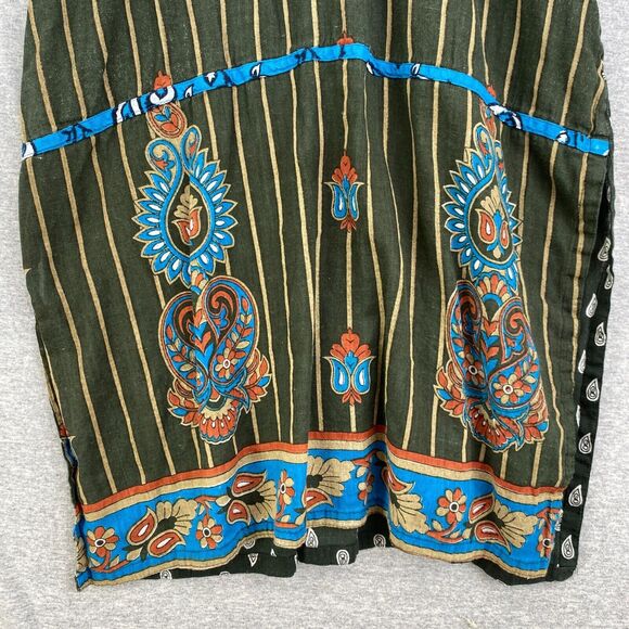 Colorfull Tunic Top Womens Large Green Multicolored 3/4 Sleeve Split Sides - Picture 7 of 10